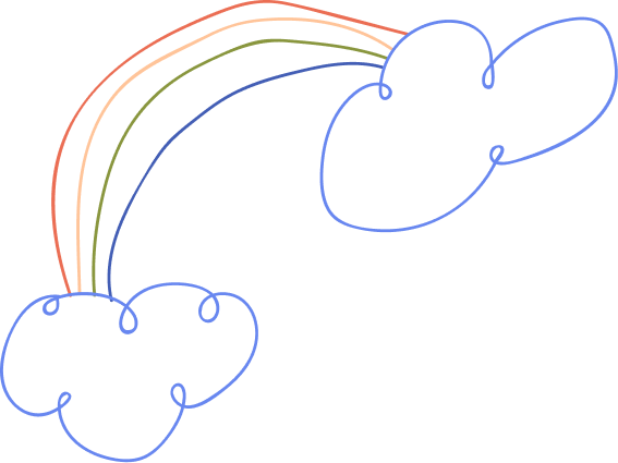 Kinderzeichnung mit Regenbogen